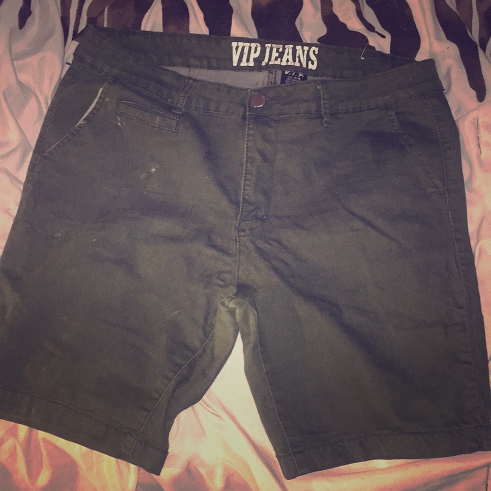 Dark green jean shorts